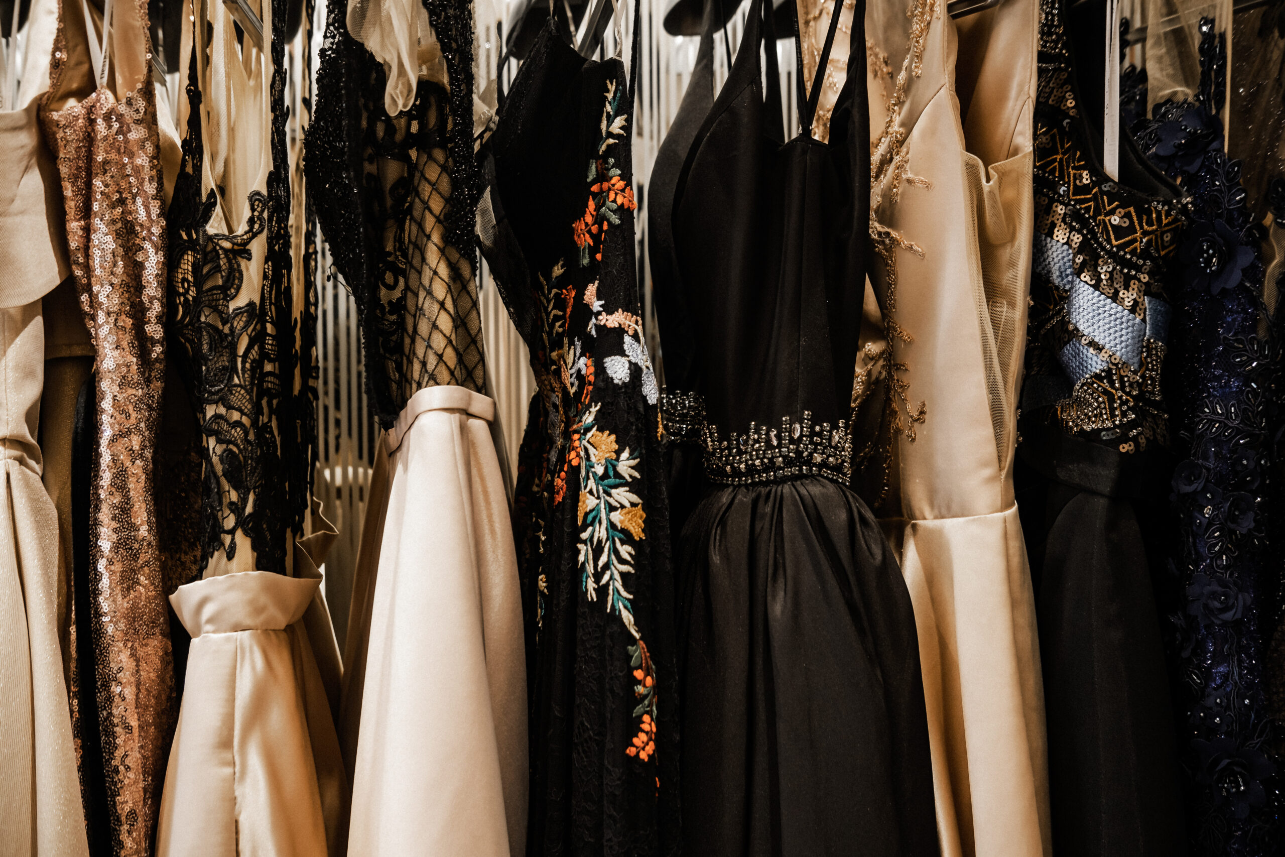 dresses on a rack