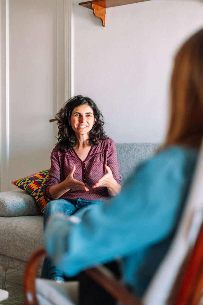 two women in conversation