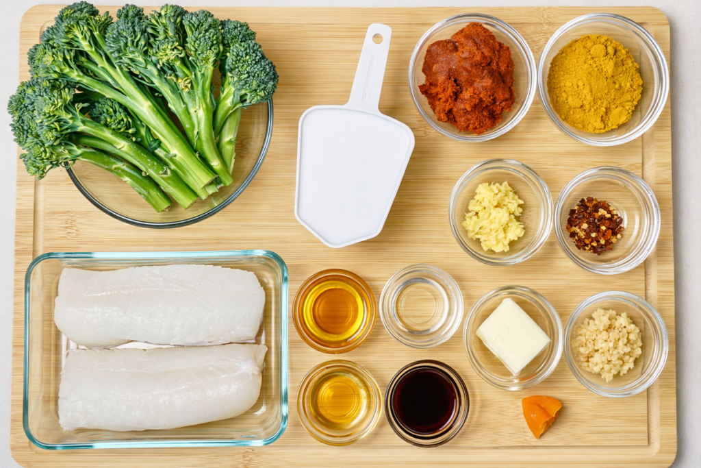 ingredients for cod with broccolini
