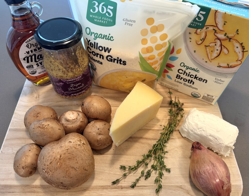 Maple Mustard Mushroom Grits Tartlets ingredients