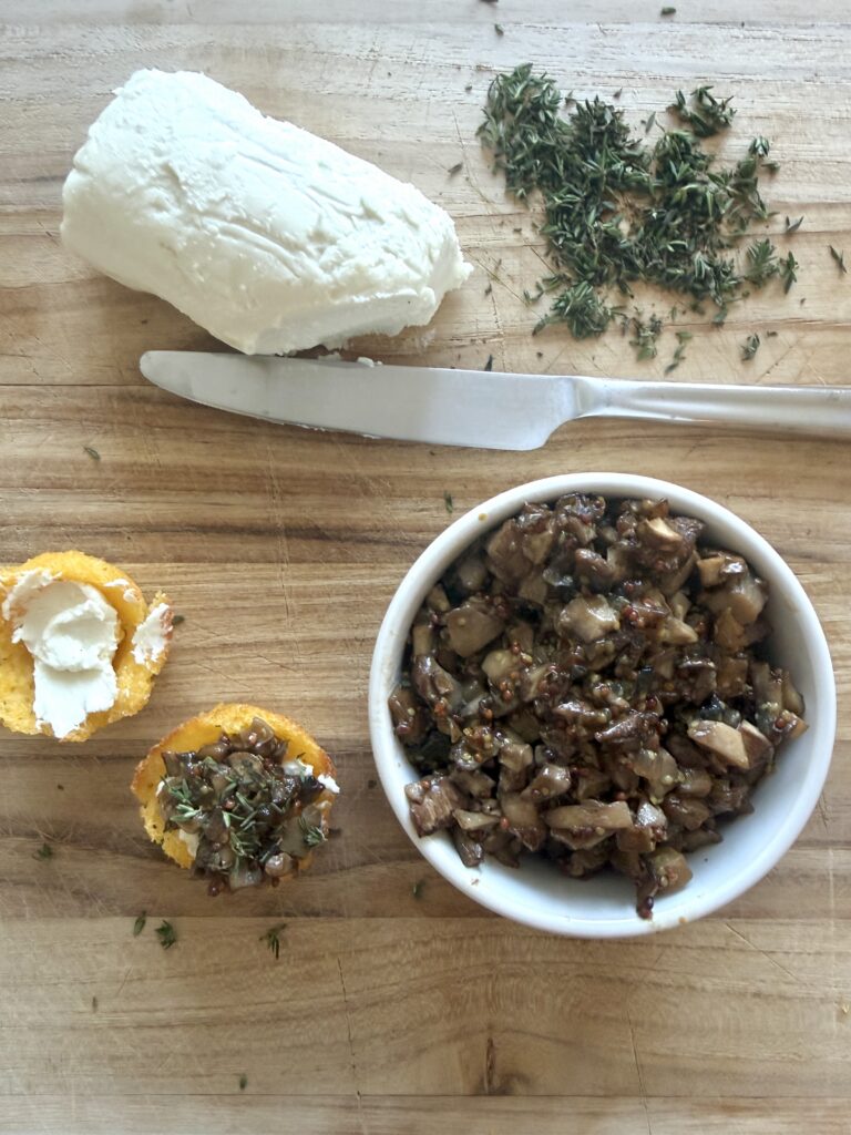 Maple Mustard Mushroom Tartlet assembly photo
